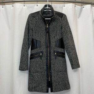 Via spiga tweed and leather peacoat